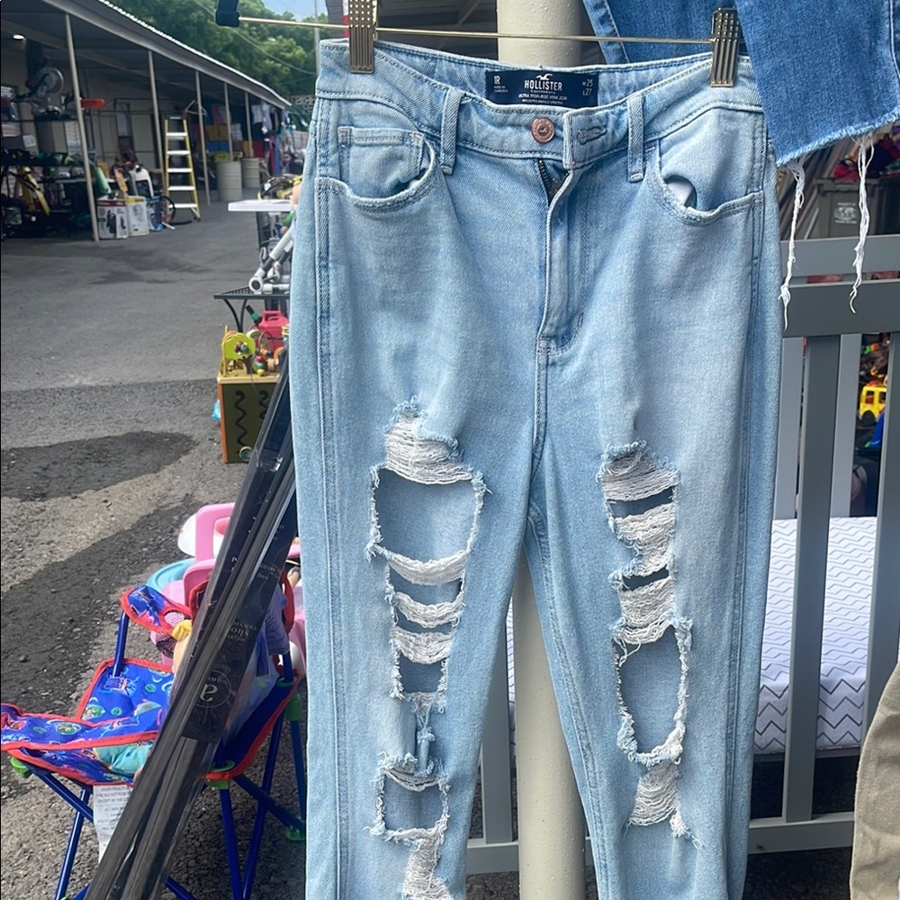 Hollister Blue Skinny Jeans Distressed